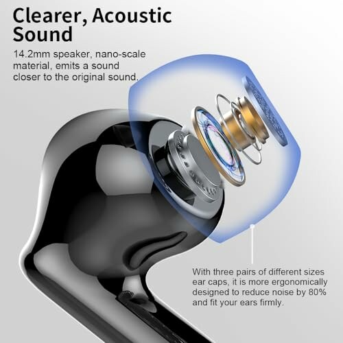 Diagram of earbud with labeled internal components for acoustic sound.