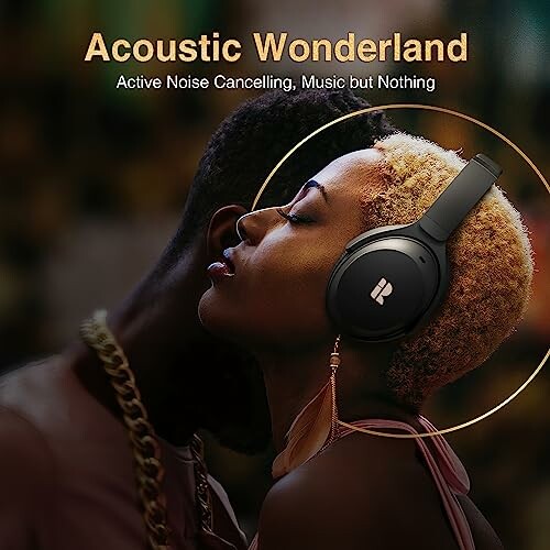 Person wearing headphones with 'Acoustic Wonderland' text