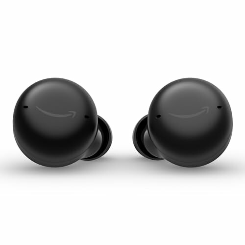 Pair of black wireless earbuds