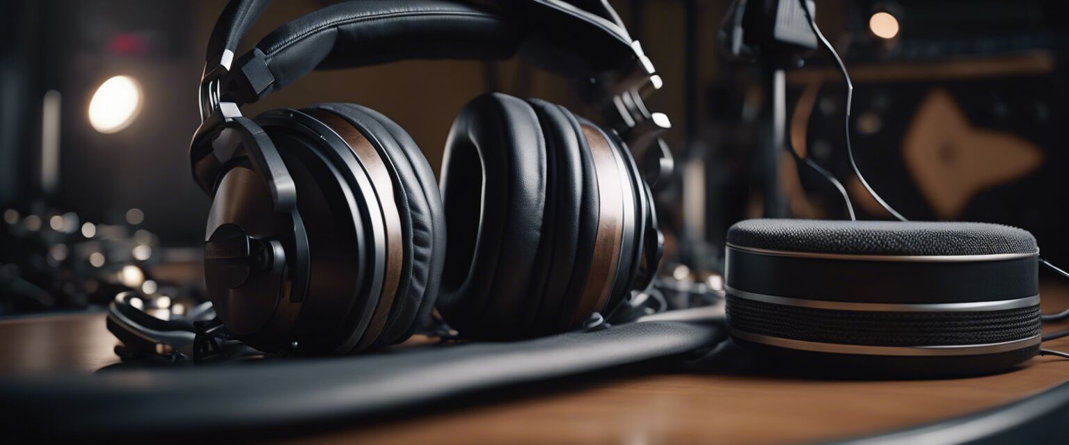 Drummer using headphones for practice