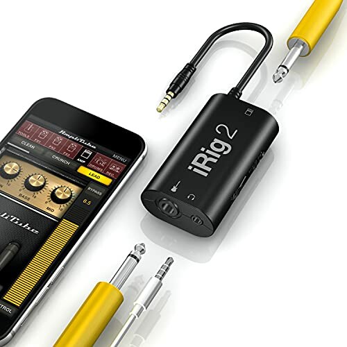 Guitar interface adapter with smartphone app display