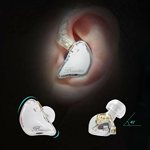 Transparent in-ear earbuds with visible internal components.