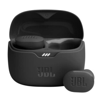 Black JBL wireless earbuds with charging case